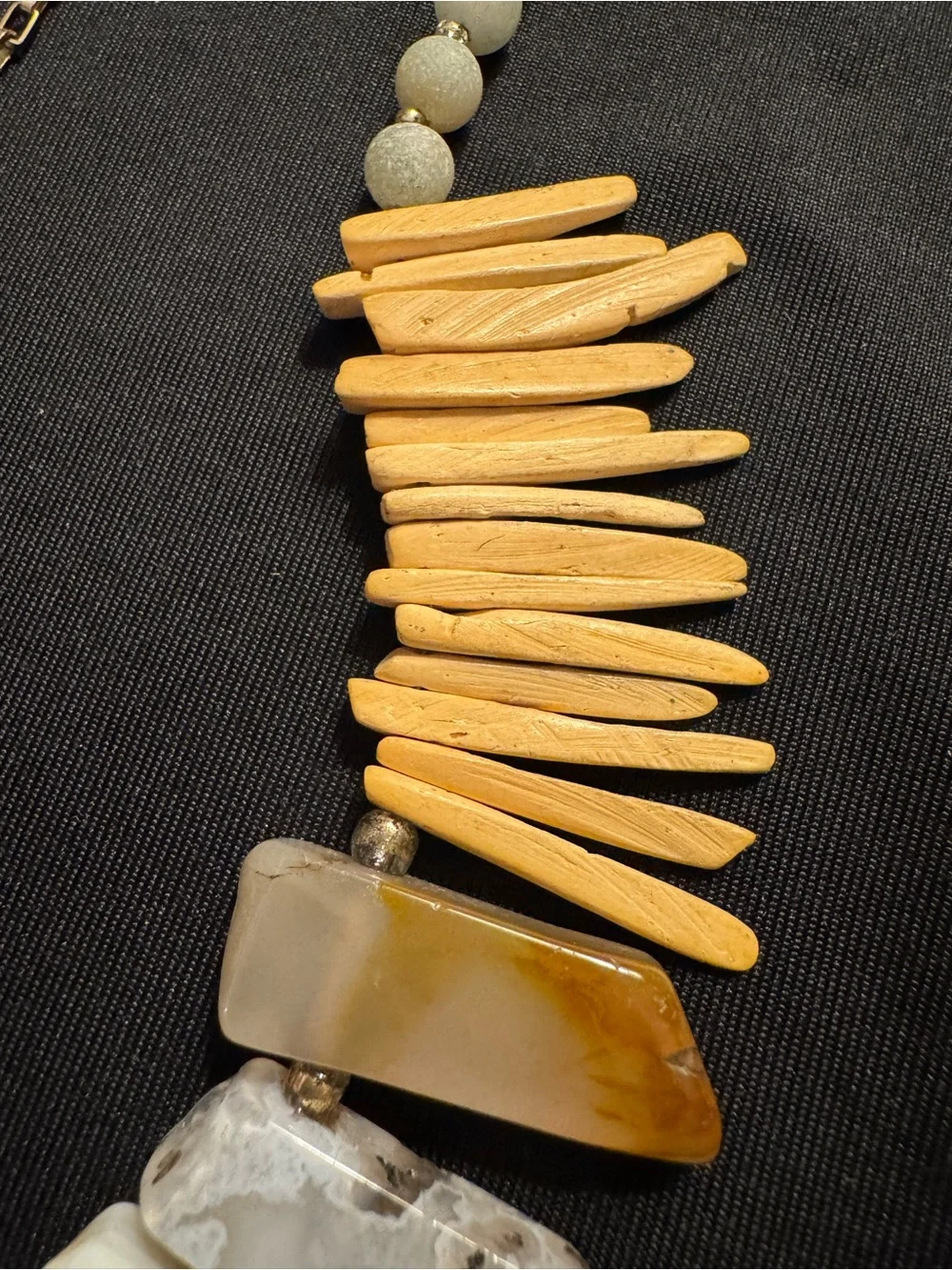 Quartz and Wood Organic Paperclip Necklace